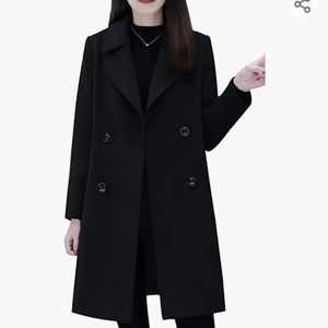 Women's Basic Essential Double Breasted Mid-Long Wool Blend Pea Coat